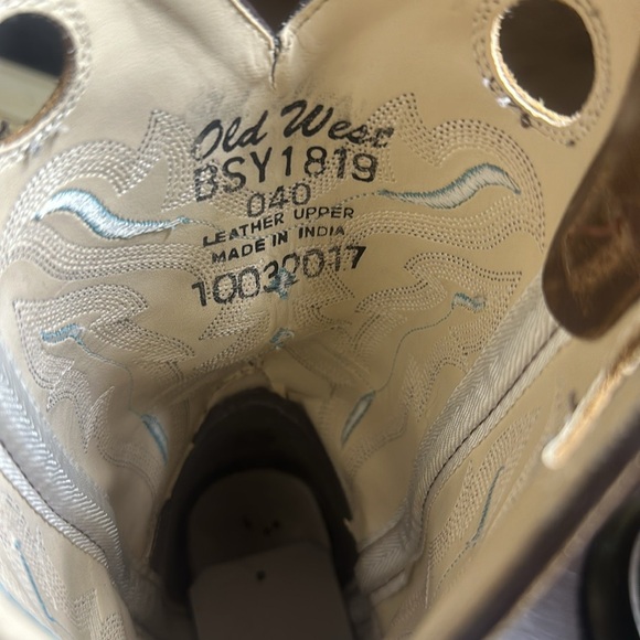 Good Used Old West Boys Cowboy Boots Sz4 big boys - Picture 10 of 10